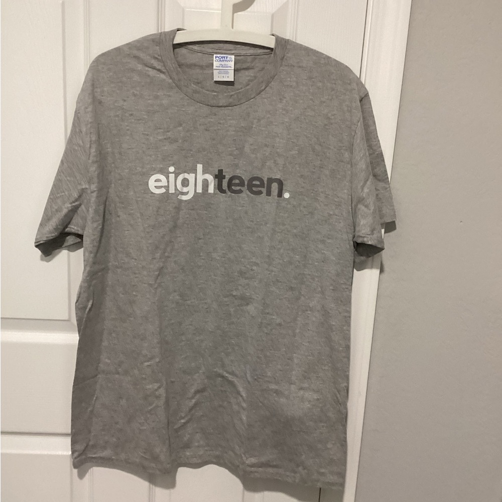 Teen shirt, gray color, great for a gift for an 18 year old teen. Unisex.